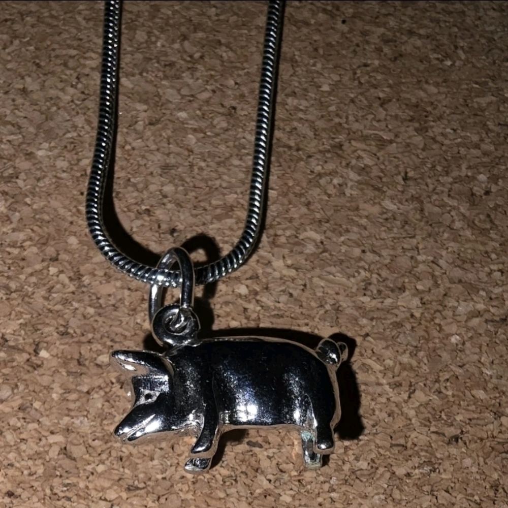 Sterling Silver Pig Necklace